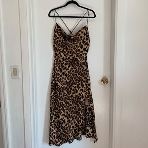 Leopard Satin Print Slip Dress